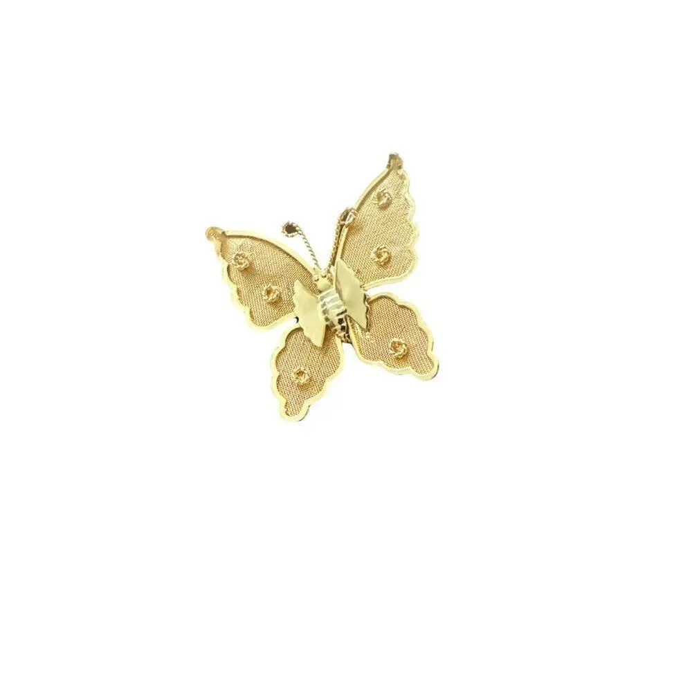 Vintage Butterfly Brooch Pin Gold Tone Mesh Estate Statement